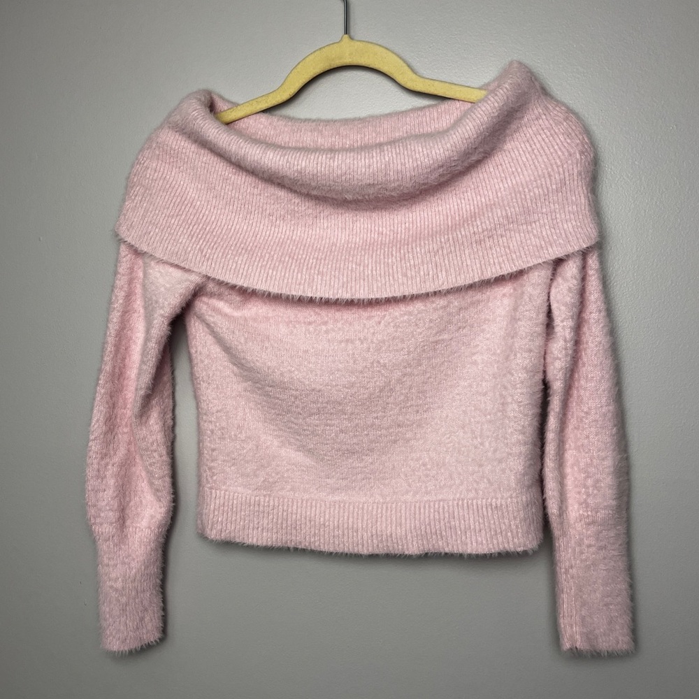 Pink Off-Shoulder Women's Sweater